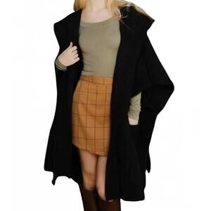 NEW LETO ruana hooded cardigan in black